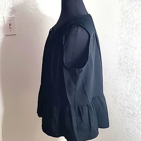A New Day Sleeveless Top, Black with Ruffle Hem, Size XXL - Picture 4 of 7